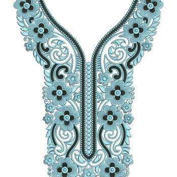 Baroque Floral Neckline Embroidery Design