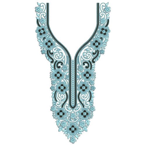 Baroque Floral Neckline Embroidery Design