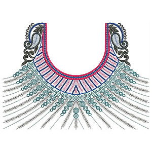 Ornate Geometric Neckline Embroidery Design