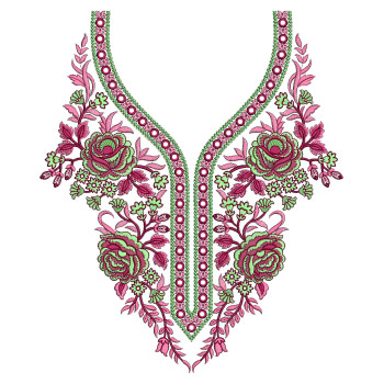 Magenta Gulab Neck Embroidery Design