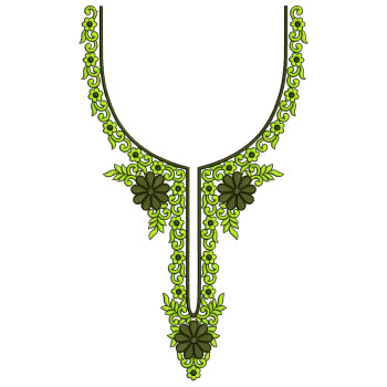 Lime Leaf Border Neck Embroidery Design