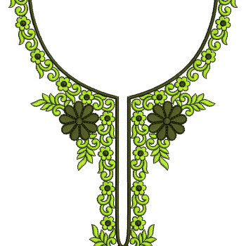 Lime Leaf Border Neck Embroidery Design