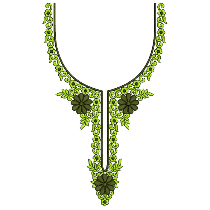 Lime Leaf Border Neck Embroidery Design