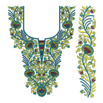 Classic Neck Embroidery Design for Kurtis