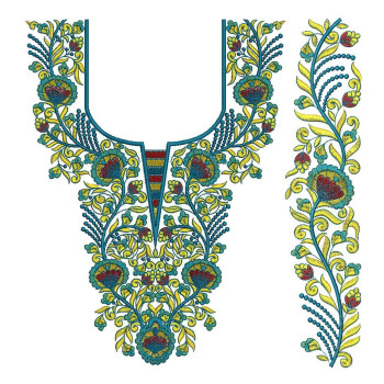 Classic Neck Embroidery Design for Kurtis