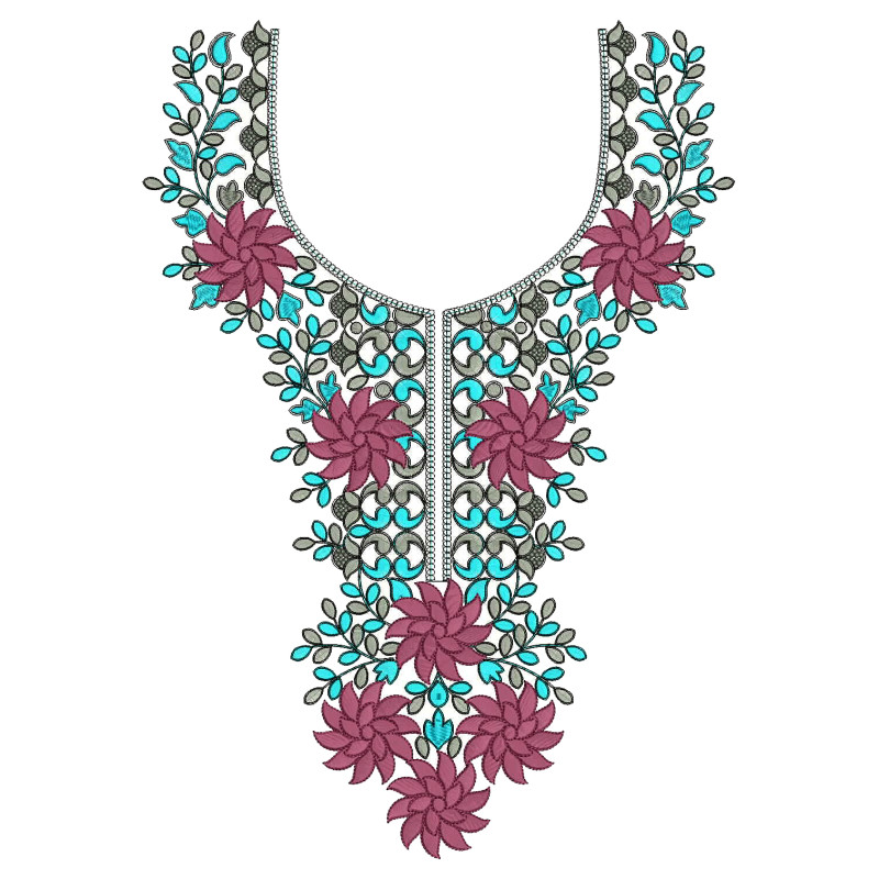 Merlot & Mint Neck Embroidery Design