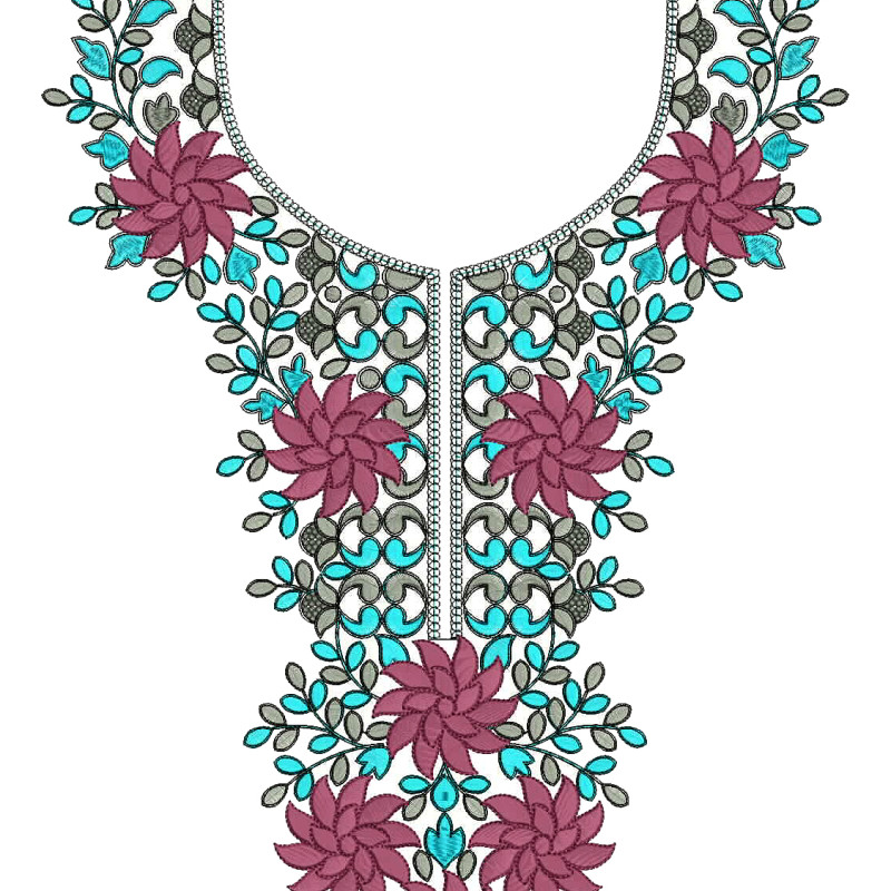 Merlot & Mint Neck Embroidery Design