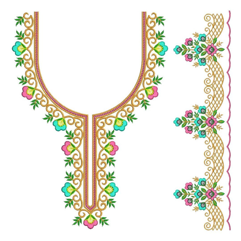 Dress Neck Embroidery Design