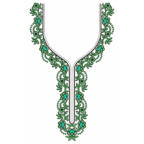 Emerald Ripple Neck Embroidery Design