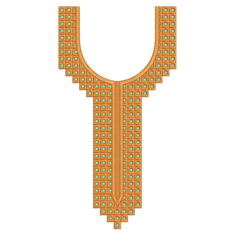 Traditional Geometric Neckline Embroidery Design