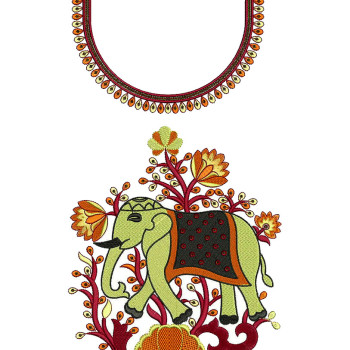 Elephant Embroidery For Kaftan Tunic