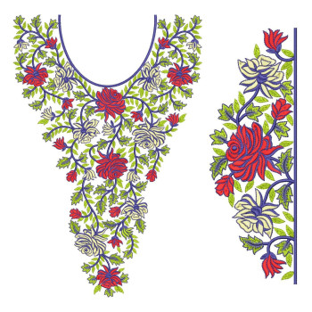 EmbDesignTube - Charming Ladies Kurti Neck & Sleeve Embroidery Set