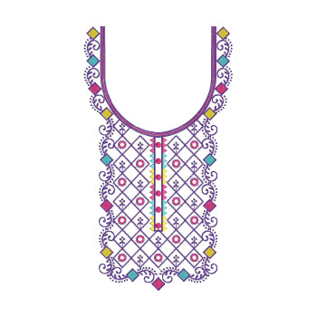 Geometric Grace Neckline Embroidery Design