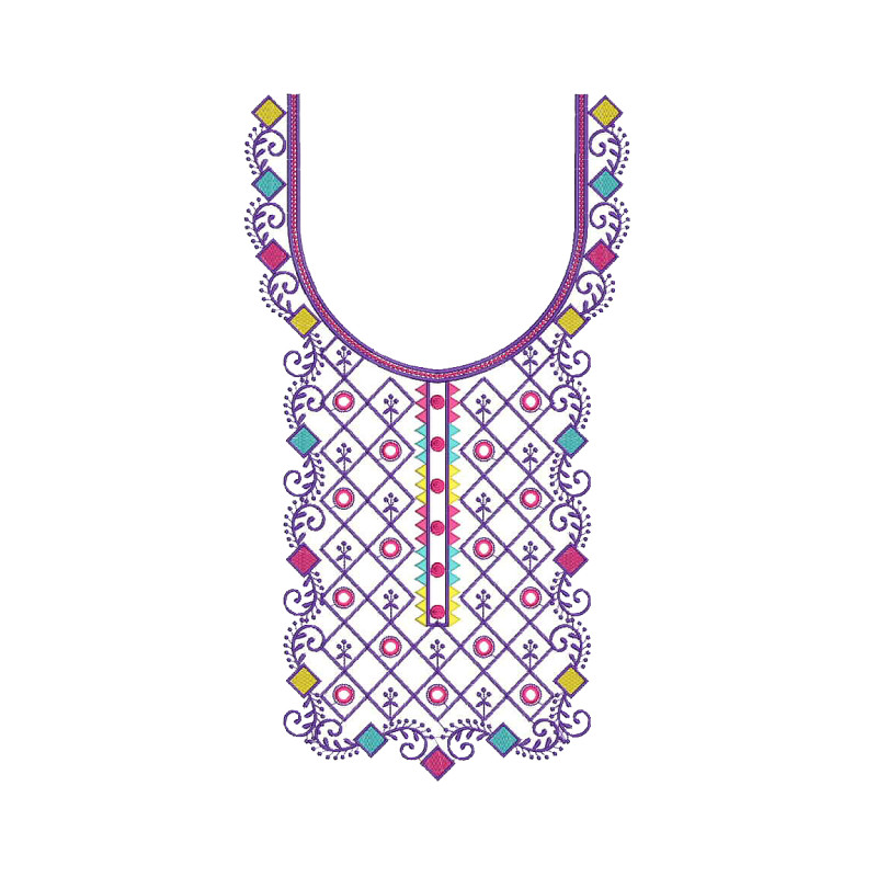 Geometric Grace Neckline Embroidery Design