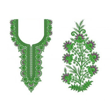 Embroidery Neck Design With Flower Patch