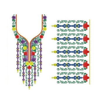 Floral Border Neckline Embroidery Design