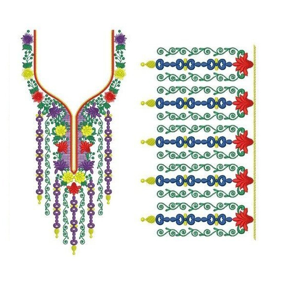 Floral Border Neckline Embroidery Design