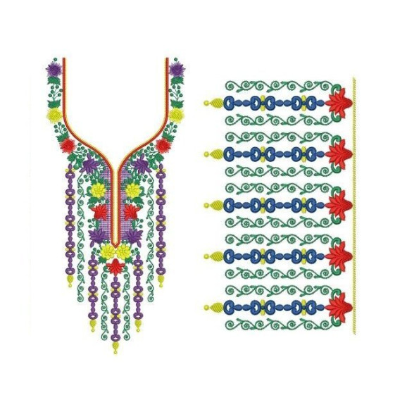 Floral Border Neckline Embroidery Design