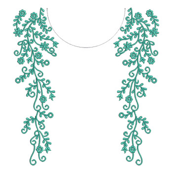 Embroidery Neck For Plain Gown