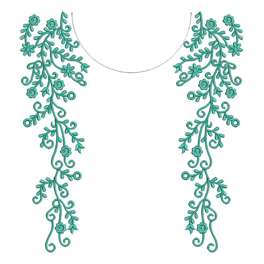 Embroidery Neck For Plain Gown