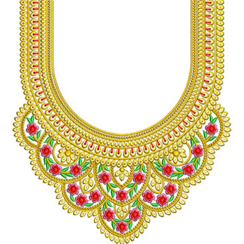 Feather Drape Neck Embroidery Design