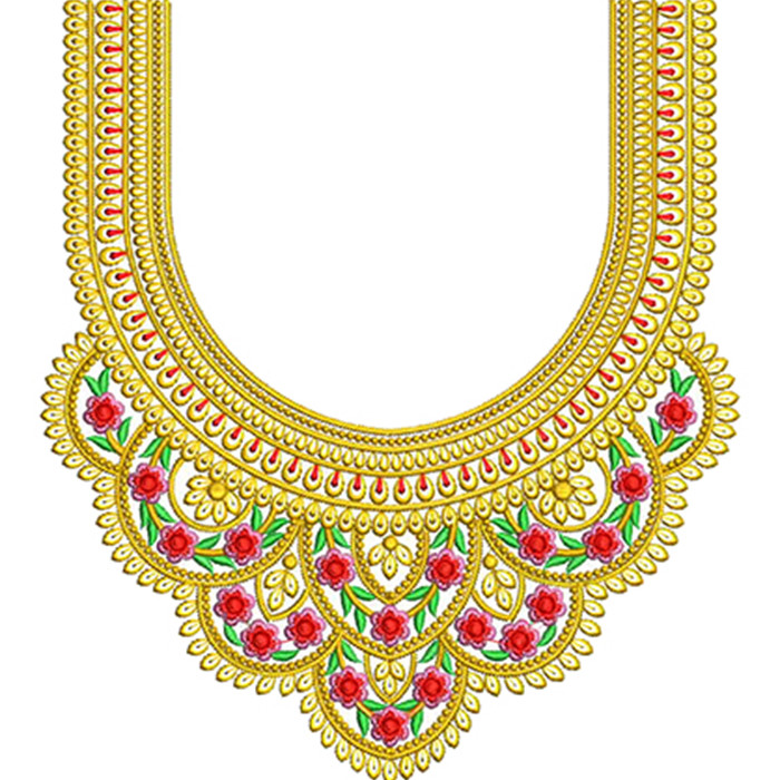 Feather Drape Neck Embroidery Design