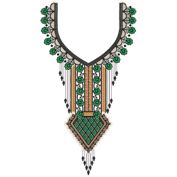 Chandelier neck embroidery design
