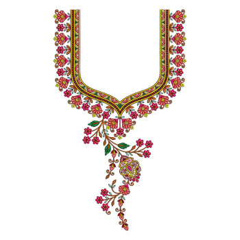 winding rose buti neckline embroidery design