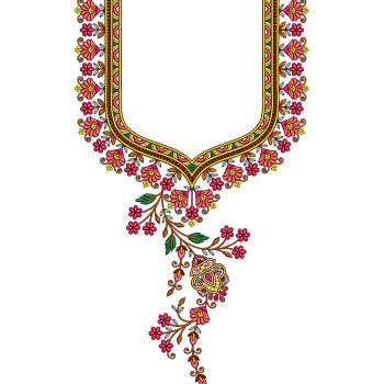 winding rose buti neckline embroidery design