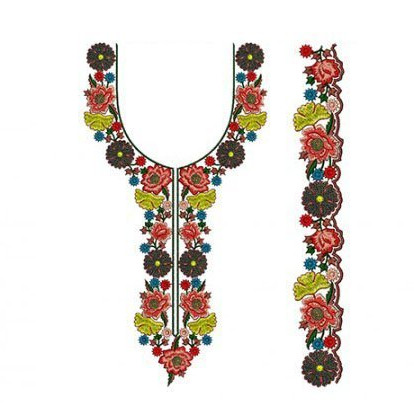 Folkloric Floral Yoke Embroidery Design