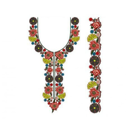 Folkloric Floral Yoke Embroidery Design