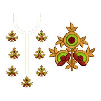 Embroidery Neck With Tiny Patches