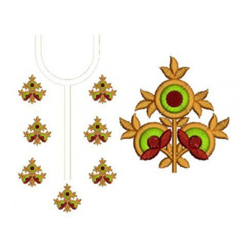 Embroidery Neck With Tiny Patches