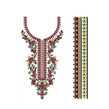 Fancy Floral Round Neck Embroidery