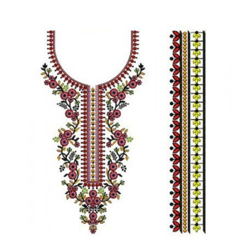 Fancy Floral Round Neck Embroidery