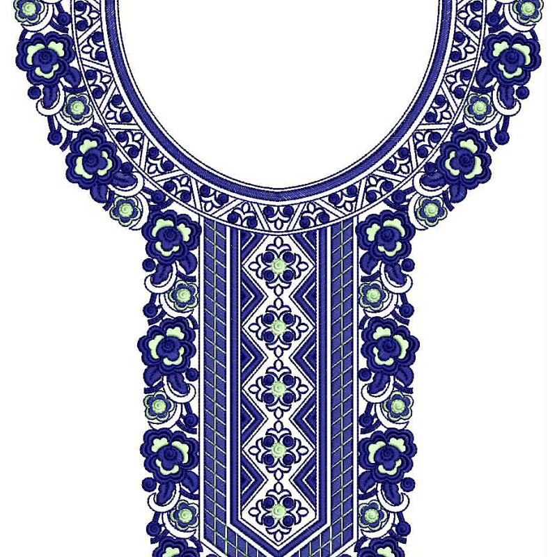 Ajrak Frame Neck Embroidery Design