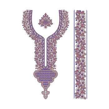 Flat With Cording Long Neck And Sleeve Embroidery Design