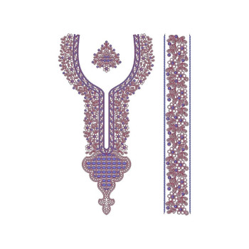 Flat With Cording Long Neck And Sleeve Embroidery Design