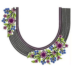 Floral Boat Neck Embroidery Design