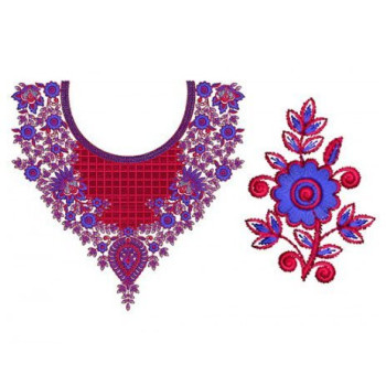 Floral Elegant Neck Embroidery Design