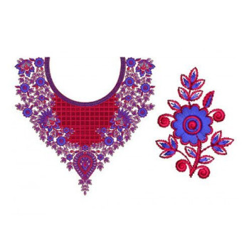 Floral Elegant Neck Embroidery Design