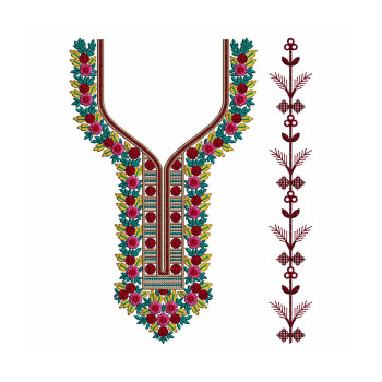 Floral Embroidery Design For Neck