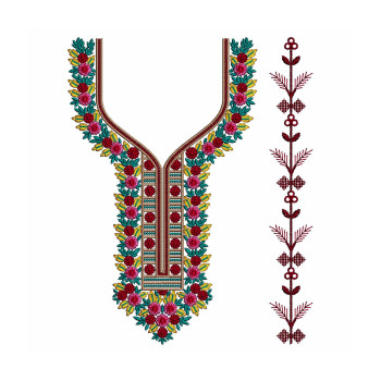 Floral Embroidery Design For Neck