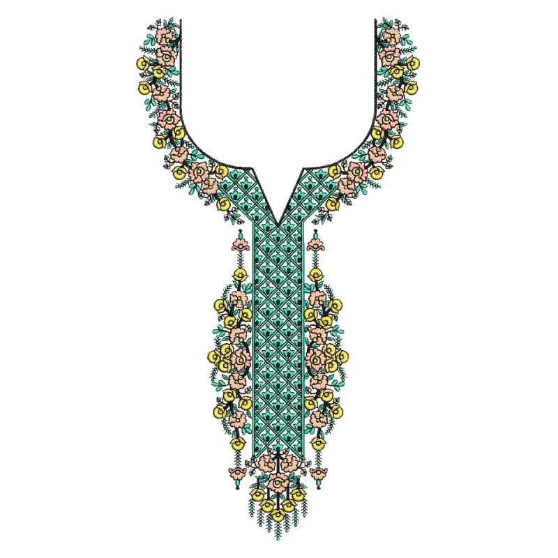 Floral Embroidery Neck Design