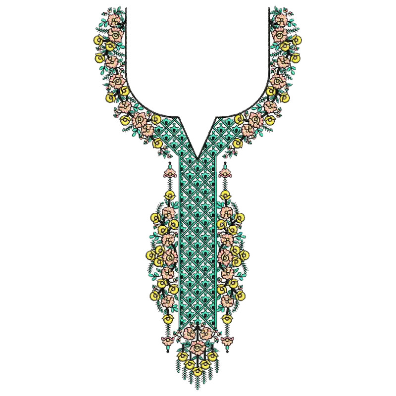 Floral Embroidery Neck Design