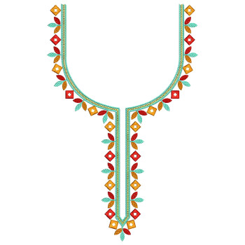Floral Mirror Neck Embroidery Design