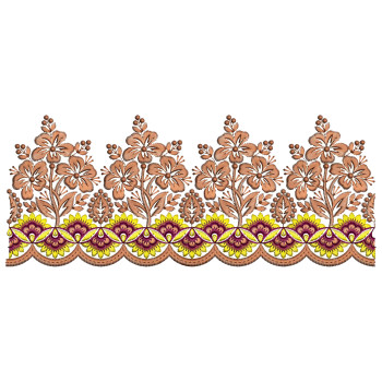 Elegant Floral Scallop Border Machine Embroidery Design for Apparel & Decor