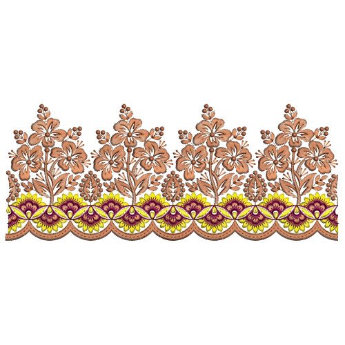 Elegant Floral Scallop Border Machine Embroidery Design for Apparel & Decor