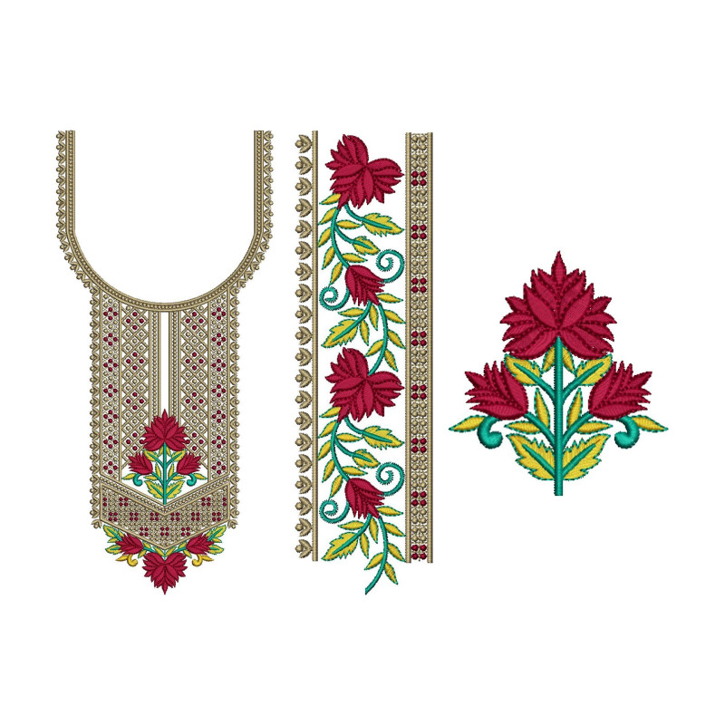 Flower Embroidery Design For Neck