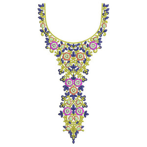 Frill Neck Floral Maxi Dress Neck Embroidery Design